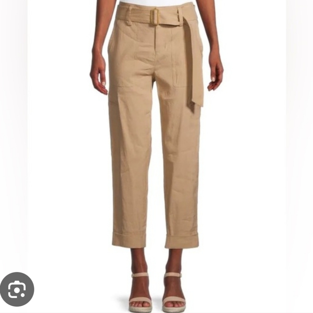 Women's Vince Cropped Linen Pants Size Small Neutral Lightweight